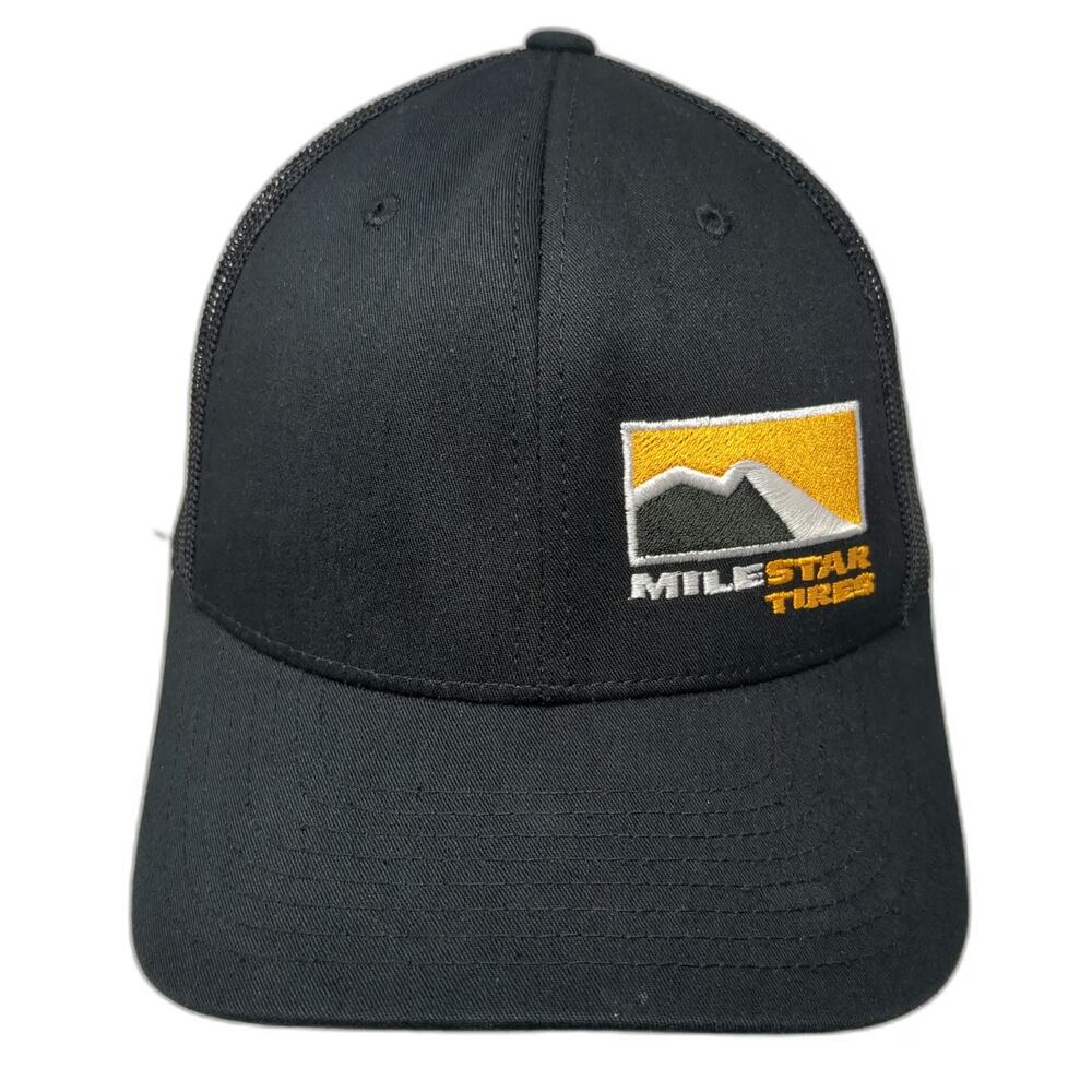 Yupoong Trucker Hat Black One Size Mesh Snapback Milestar Tires Logo Adjustable